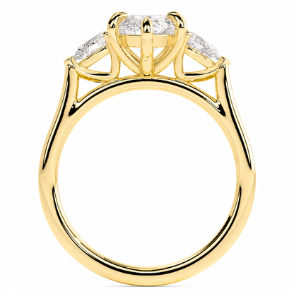Marquise Cut Lab Grown Trilogy Diamond Ring With Pear Cut Side Stones ✧ 1-4 Carat