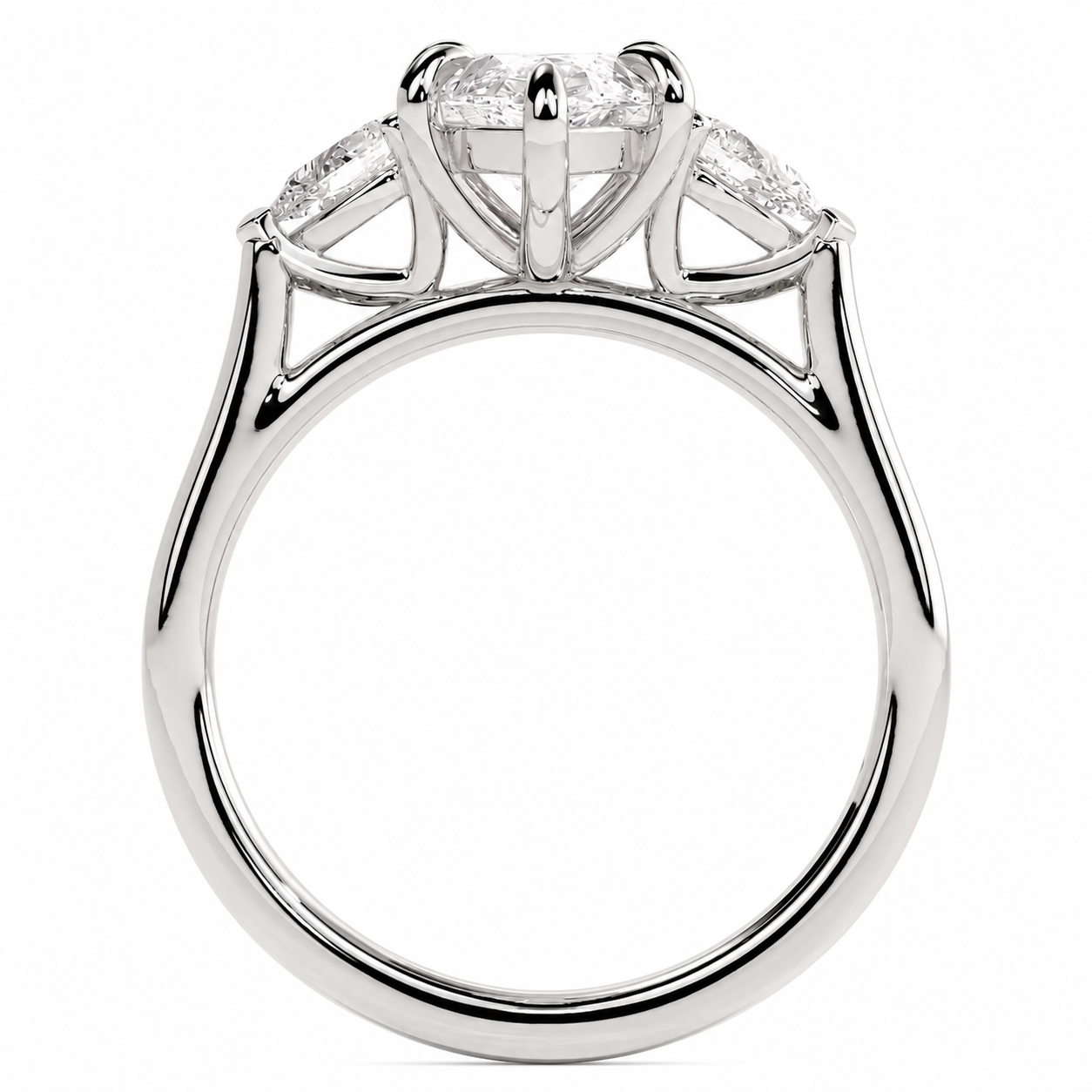 Marquise Cut Lab Grown Trilogy Diamond Ring With Pear Cut Side Stones ✧ 1-4 Carat