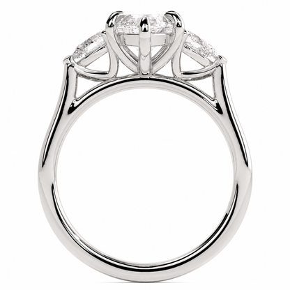 Marquise Cut Lab Grown Trilogy Diamond Ring With Pear Cut Side Stones ✧ 1-4 Carat