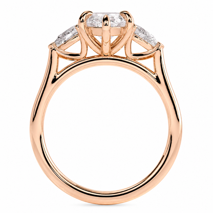 Marquise Cut Lab Grown Trilogy Diamond Ring With Pear Cut Side Stones ✧ 1-4 Carat