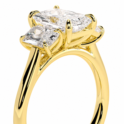 Radiant Cut Lab Grown Trilogy Diamond Ring With Radiant Cut Side Stones ✧ 1-4 Carat
