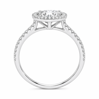 Oval Cut Halo Lab Grown Diamond Ring with Pavé Band ✧ 1-4 Carat