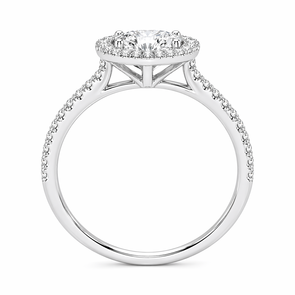 Elongated Cushion Cut Halo Lab Grown Diamond Ring with Pavé Band ✧ 1-4 Carat