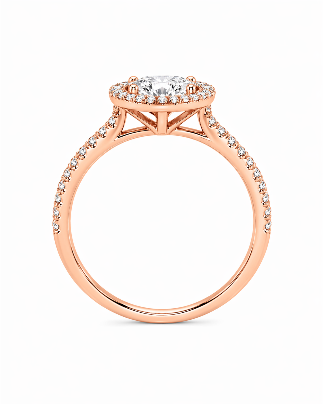 Oval Cut Halo Lab Grown Diamond Ring with Pavé Band ✧ 1-4 Carat