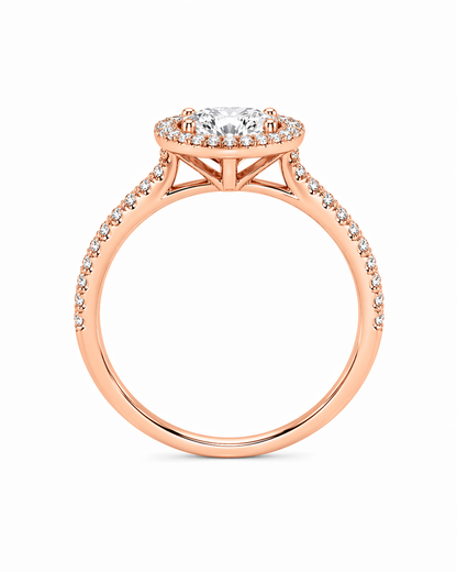 Elongated Cushion Cut Halo Lab Grown Diamond Ring with Pavé Band ✧ 1-4 Carat