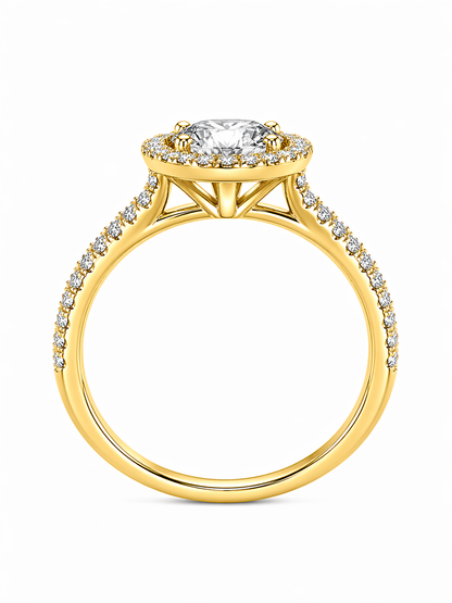 Elongated Cushion Cut Halo Lab Grown Diamond Ring with Pavé Band ✧ 1-4 Carat