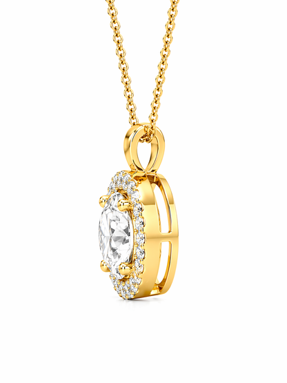 Round Cut With Halo Lab Grown Diamond Pendant with Chain ✧ 1–4 Carat