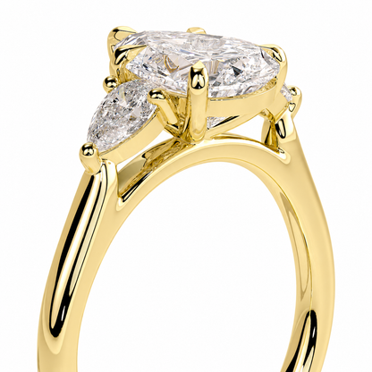 Pear Cut Lab Grown Trilogy Diamond Ring With Pear Cut Side Stones ✧ 1-4 Carat