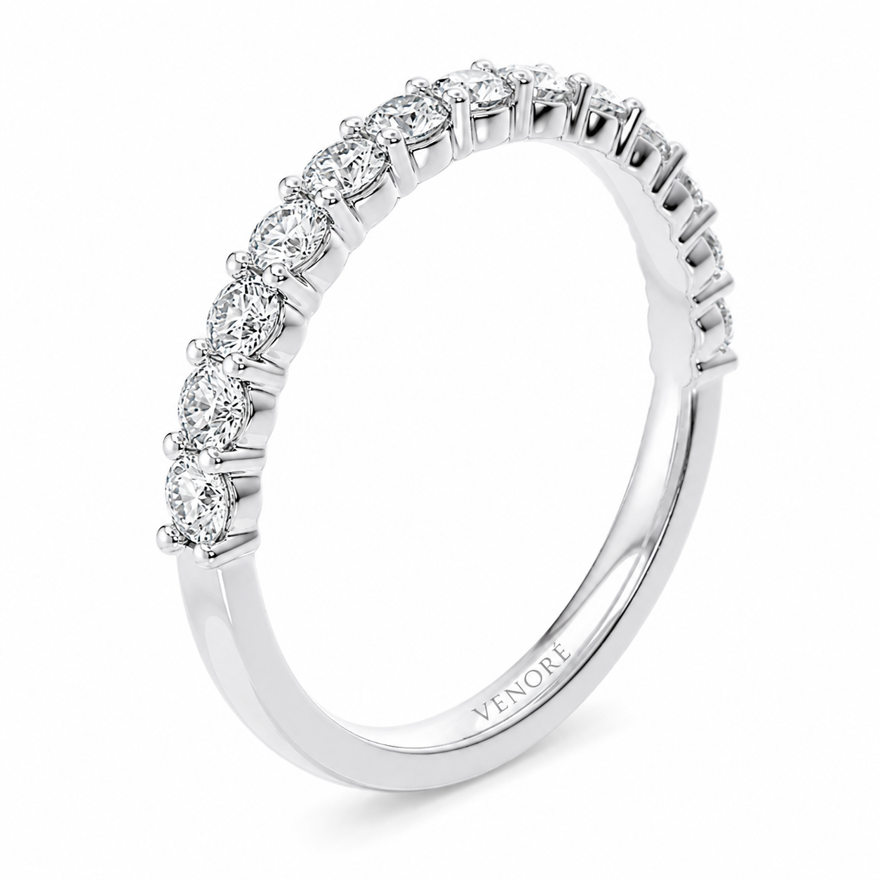 Half Eternity Ring With Shared Prong Setting Round Cut Lab Grown Diamonds ✧ 0.8 Carat