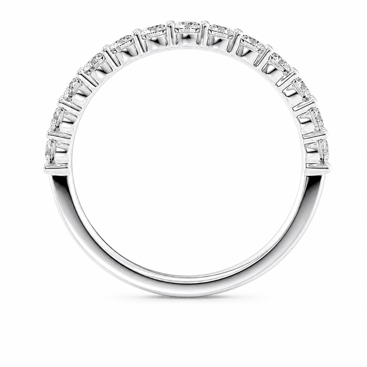 Half Eternity Ring With Shared Prong Setting Round Cut Lab Grown Diamonds ✧ 0.8 Carat