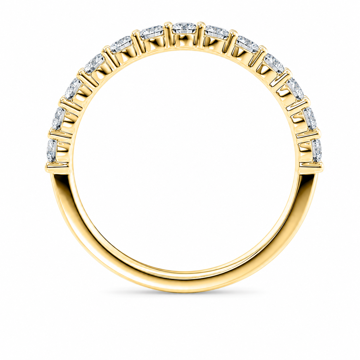 Half Eternity Ring With Shared Prong Setting Round Cut Lab Grown Diamonds ✧ 0.8 Carat