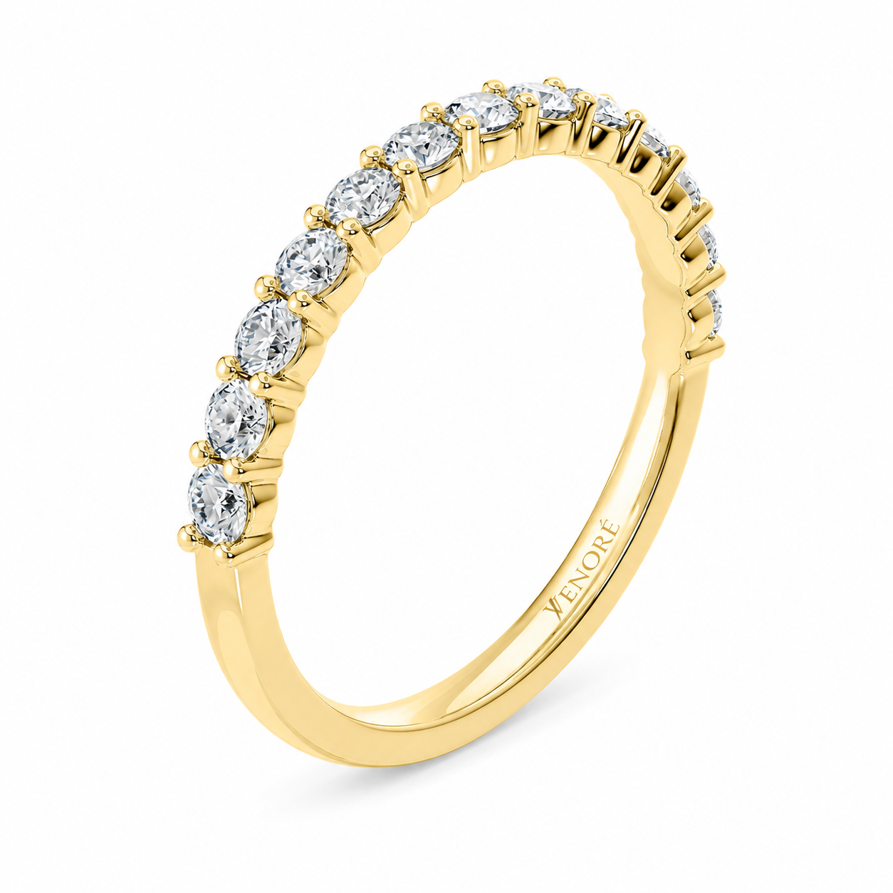 Half Eternity Ring With Shared Prong Setting Round Cut Lab Grown Diamonds ✧ 0.8 Carat