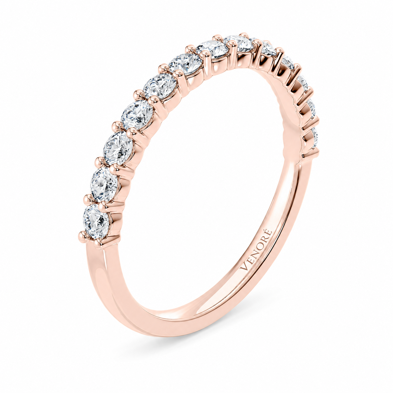 Half Eternity Ring With Shared Prong Setting Round Cut Lab Grown Diamonds ✧ 0.8 Carat