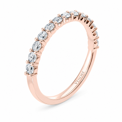 Half Eternity Ring With Shared Prong Setting Round Cut Lab Grown Diamonds ✧ 0.8 Carat