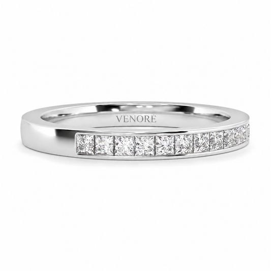 Half Eternity Ring With Channel Setting Princess Cut Lab Grown Diamonds ✧ 0.5 Carat