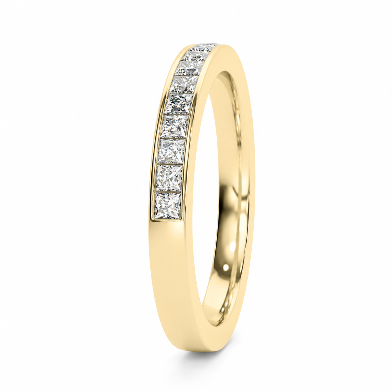 Half Eternity Ring With Channel Setting Princess Cut Lab Grown Diamonds ✧ 0.5 Carat