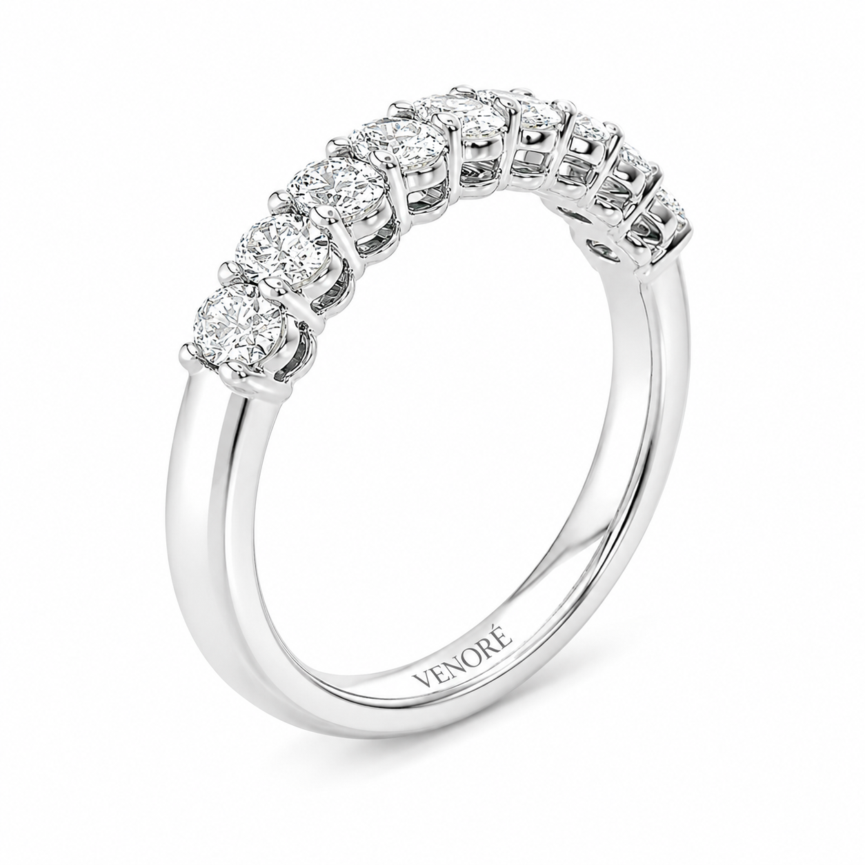 Half Eternity Ring With Shared Prong Setting Oval Cut Lab Grown Diamonds ✧ 1.30 Carat