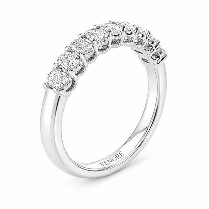 Half Eternity Ring With Shared Prong Setting Oval Cut Lab Grown Diamonds ✧ 1.30 Carat