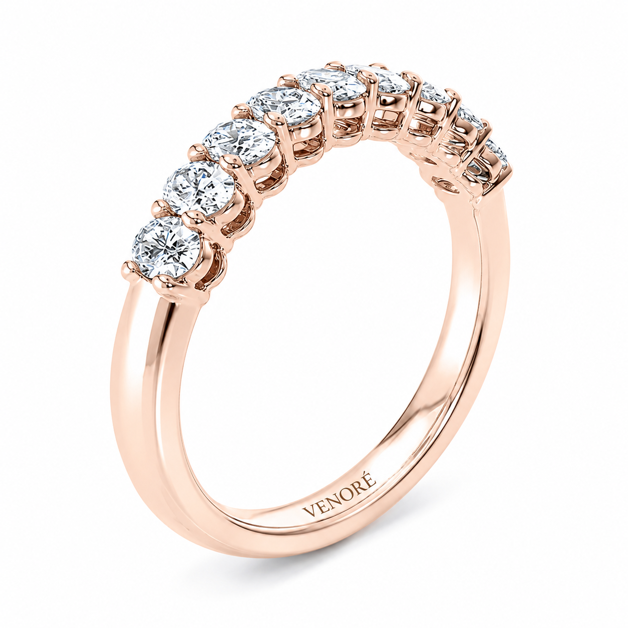 Half Eternity Ring With Shared Prong Setting Oval Cut Lab Grown Diamonds ✧ 1.30 Carat