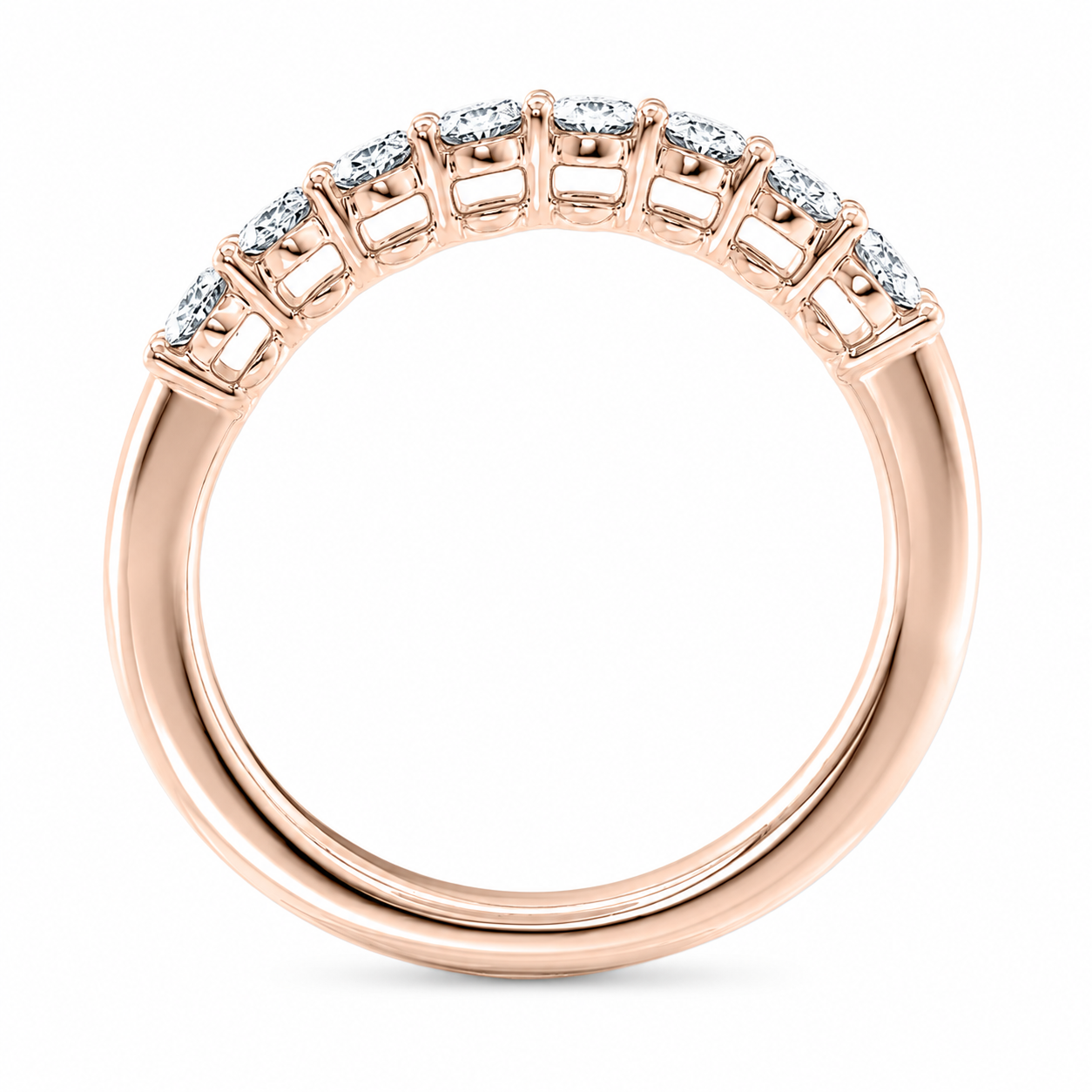 Half Eternity Ring With Shared Prong Setting Oval Cut Lab Grown Diamonds ✧ 1.30 Carat