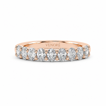 Half Eternity Ring With Shared Prong Setting Oval Cut Lab Grown Diamonds ✧ 1.30 Carat