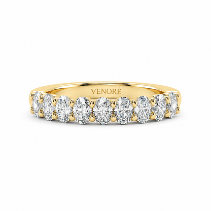Half Eternity Ring With Shared Prong Setting Oval Cut Lab Grown Diamonds ✧ 1.30 Carat