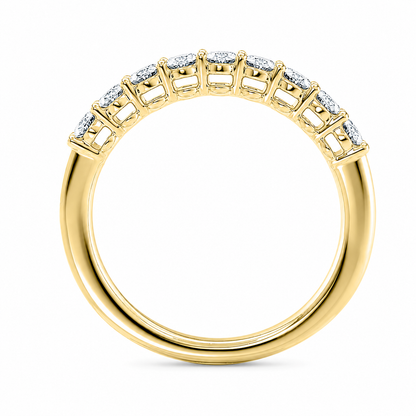 Half Eternity Ring With Shared Prong Setting Oval Cut Lab Grown Diamonds ✧ 1.30 Carat