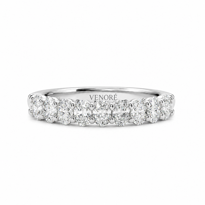 Half Eternity Ring With Shared Prong Setting Oval Cut Lab Grown Diamonds ✧ 1.30 Carat