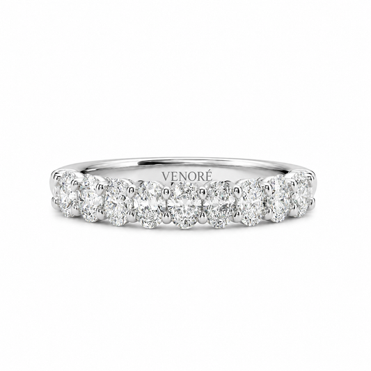 Half Eternity Ring With Shared Prong Setting Oval Cut Lab Grown Diamonds ✧ 1.30 Carat
