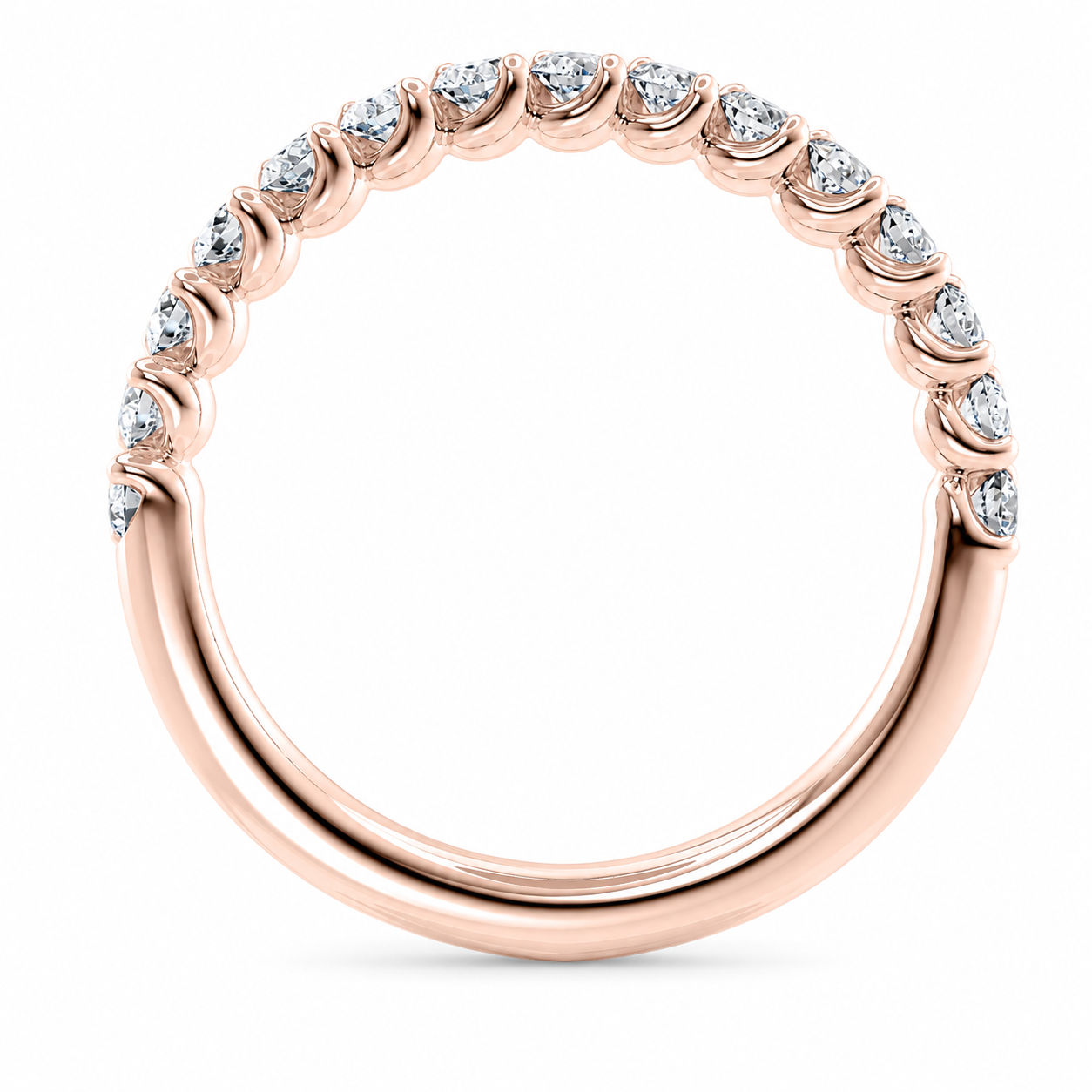 Half Eternity Ring With Two-Prong Claw Setting Oval Cut Lab Grown Diamonds ✧ 0.9 Carat