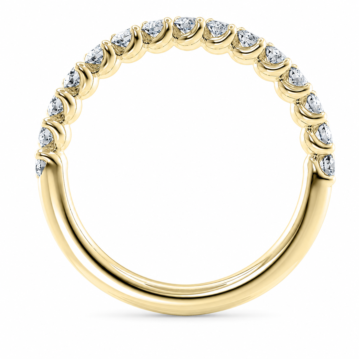 Half Eternity Ring With Two-Prong Claw Setting Oval Cut Lab Grown Diamonds ✧ 0.9 Carat