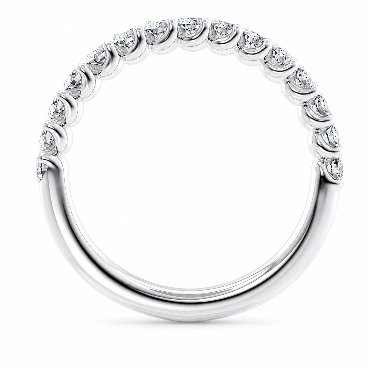 Half Eternity Ring With Two-Prong Claw Setting Oval Cut Lab Grown Diamonds ✧ 0.9 Carat