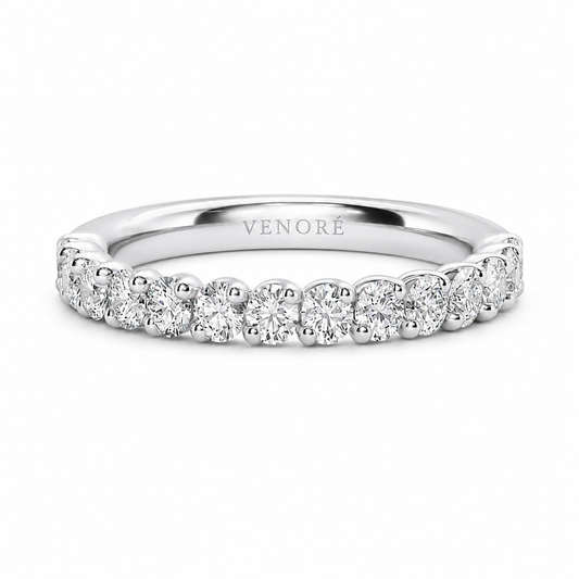 Half Eternity Ring With Two-Prong Claw Setting Oval Cut Lab Grown Diamonds ✧ 0.9 Carat