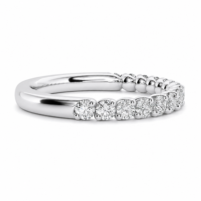 Half Eternity Ring With Two-Prong Claw Setting Oval Cut Lab Grown Diamonds ✧ 0.9 Carat