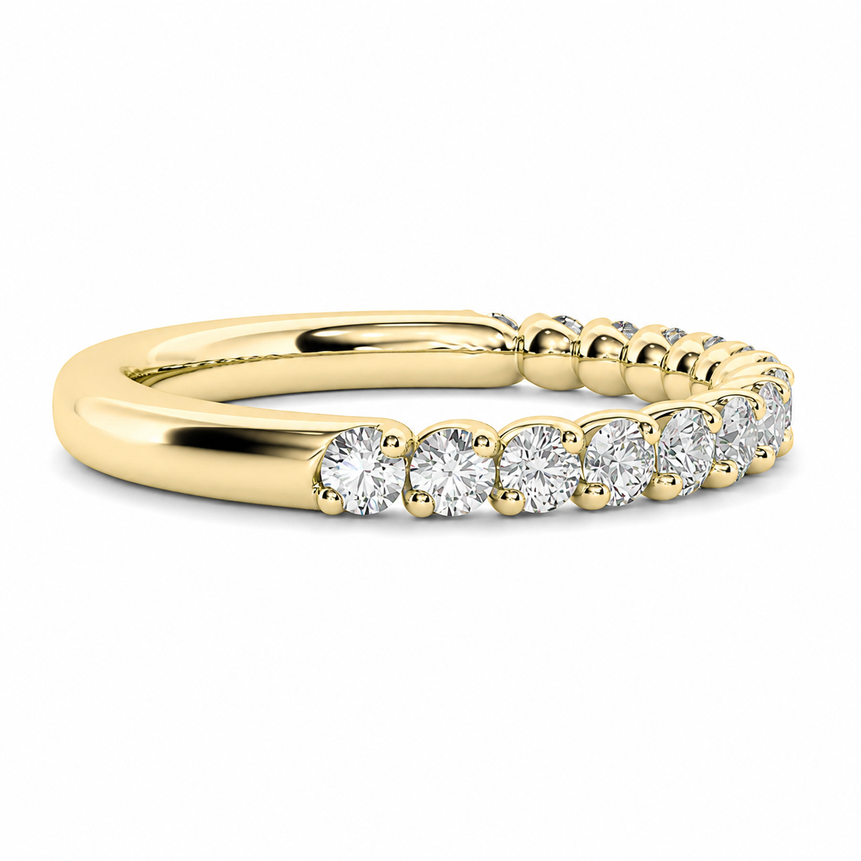 Half Eternity Ring With Two-Prong Claw Setting Oval Cut Lab Grown Diamonds ✧ 0.9 Carat