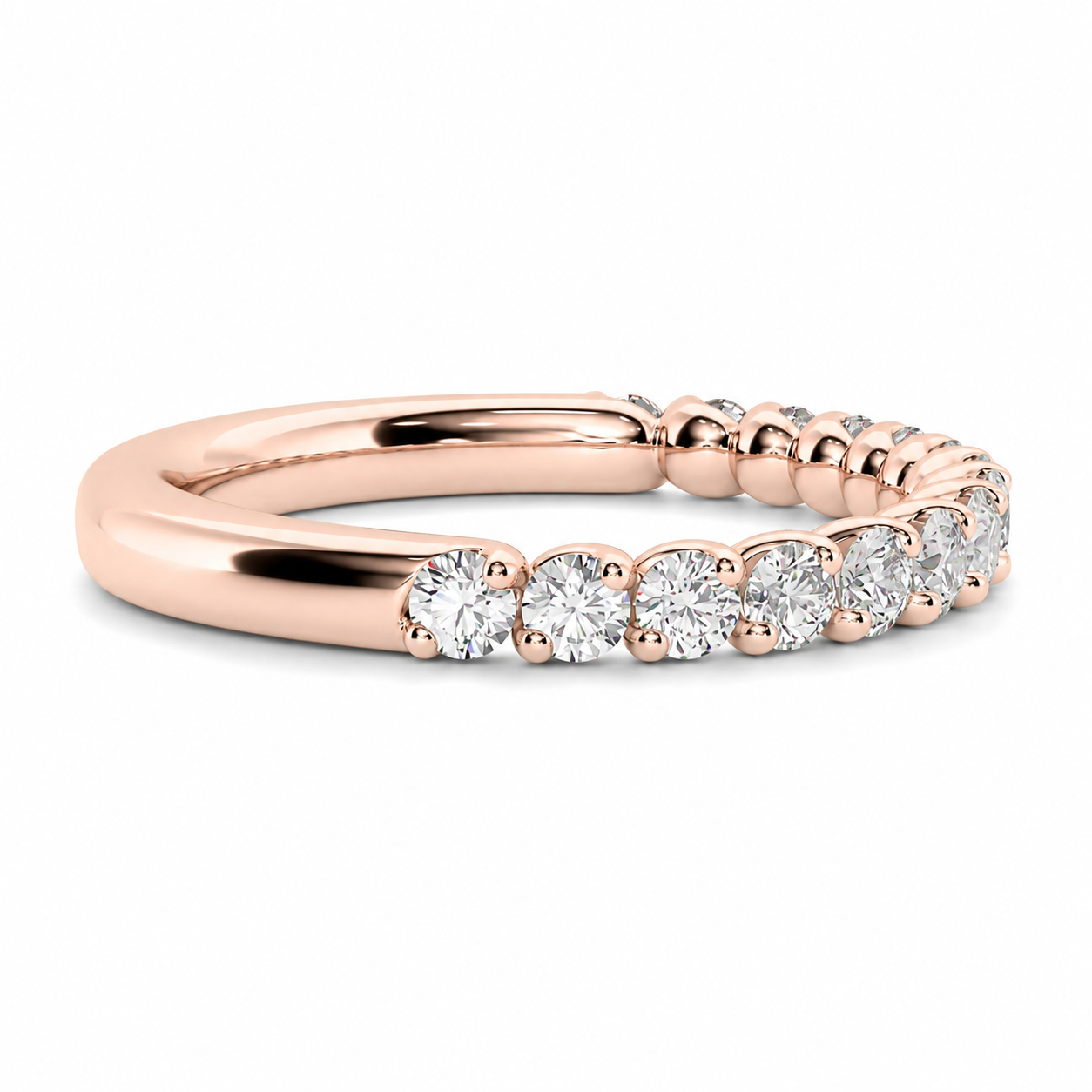 Half Eternity Ring With Two-Prong Claw Setting Oval Cut Lab Grown Diamonds ✧ 0.9 Carat