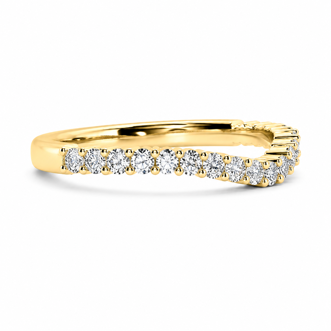 Half Eternity Curved Ring With Shared Prong Setting Round Cut Lab Grown Diamonds ✧ 0.3 Carat