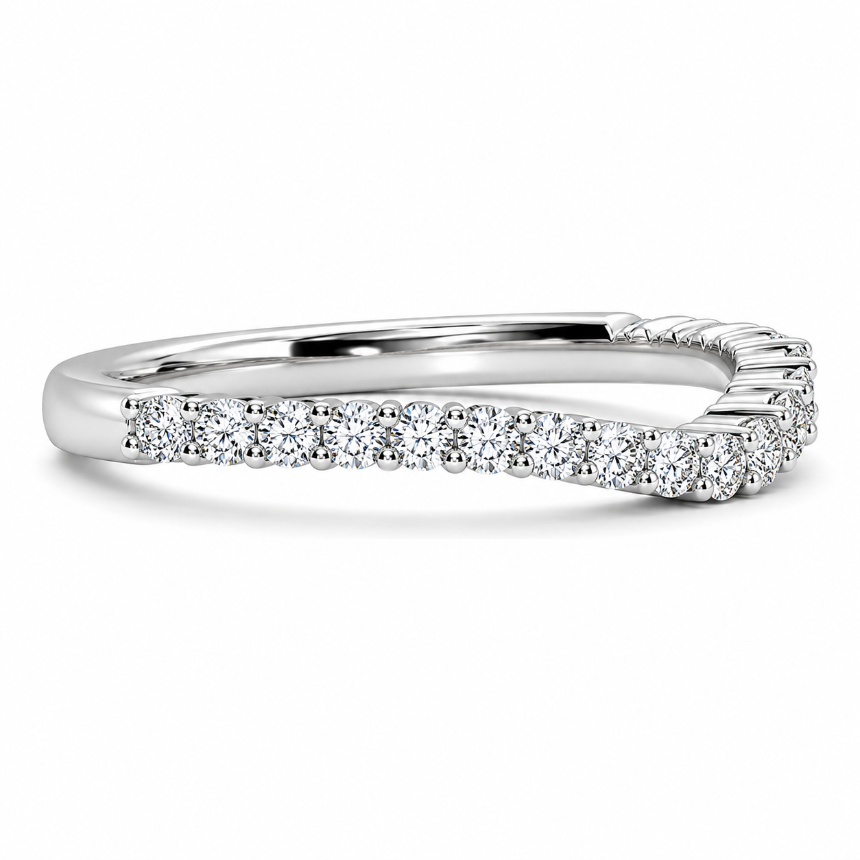 Half Eternity Curved Ring With Shared Prong Setting Round Cut Lab Grown Diamonds ✧ 0.3 Carat