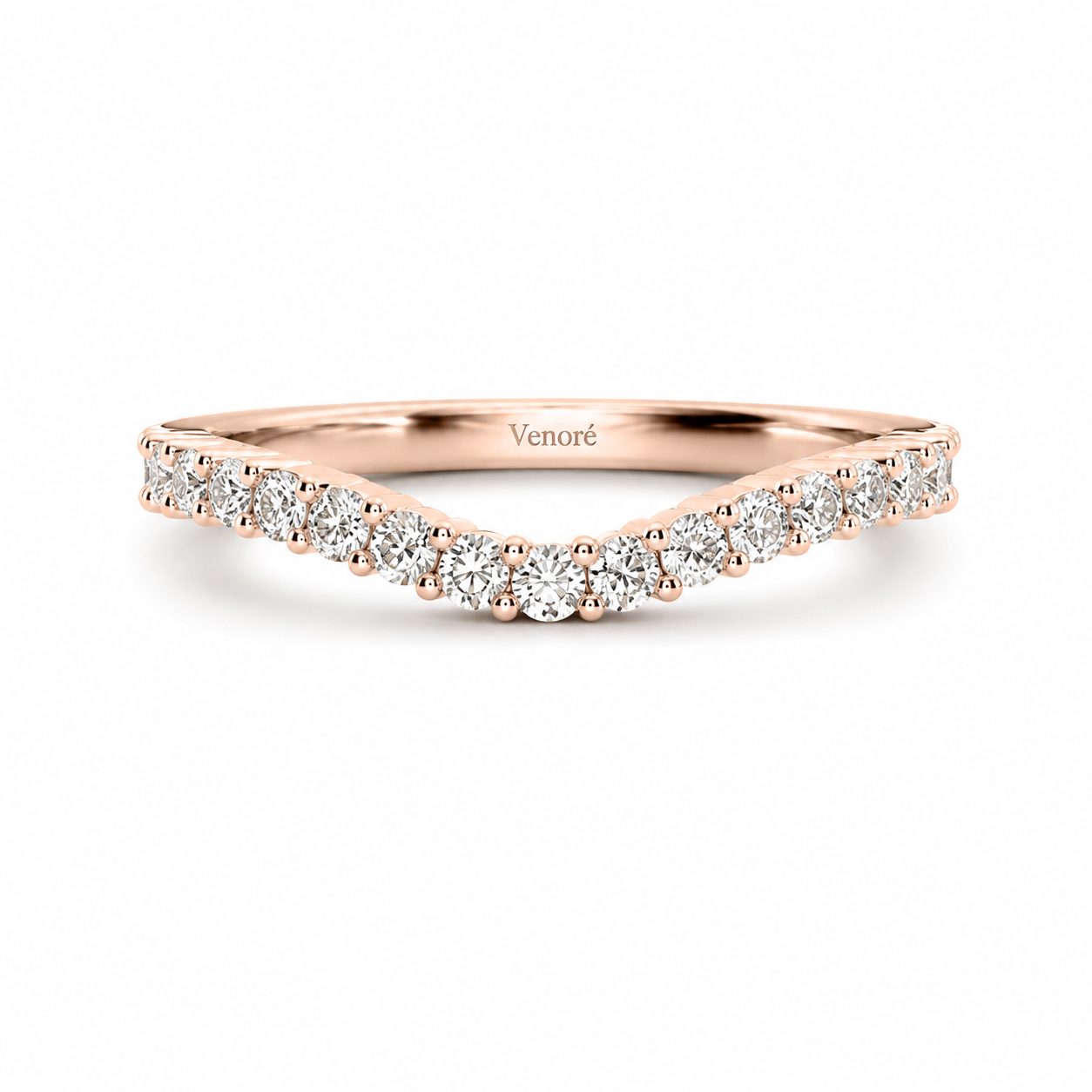 Half Eternity Curved Ring With Shared Prong Setting Round Cut Lab Grown Diamonds ✧ 0.3 Carat