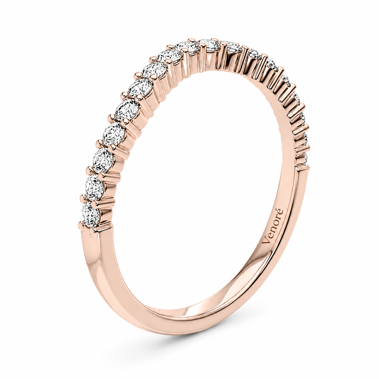 Half Eternity Curved Ring With Shared Prong Setting Round Cut Lab Grown Diamonds ✧ 0.3 Carat