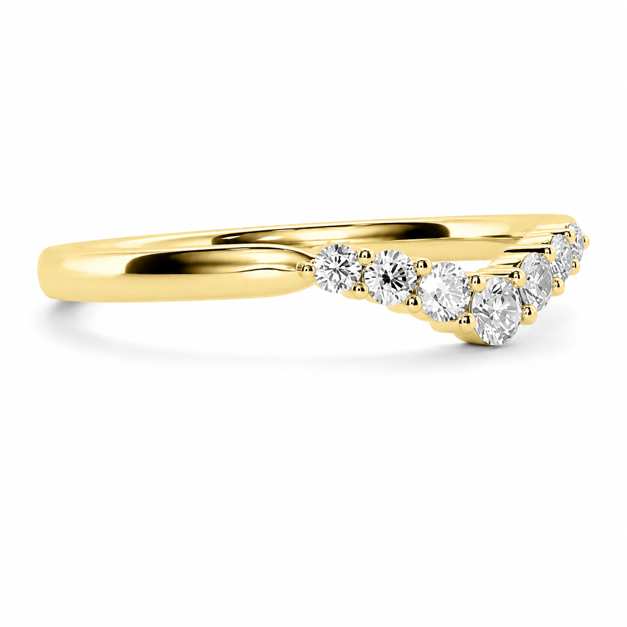 Wishbone Eternity Ring With Shared Prong Setting Round Cut Lab Grown Diamonds ✧ 0.2 Carat