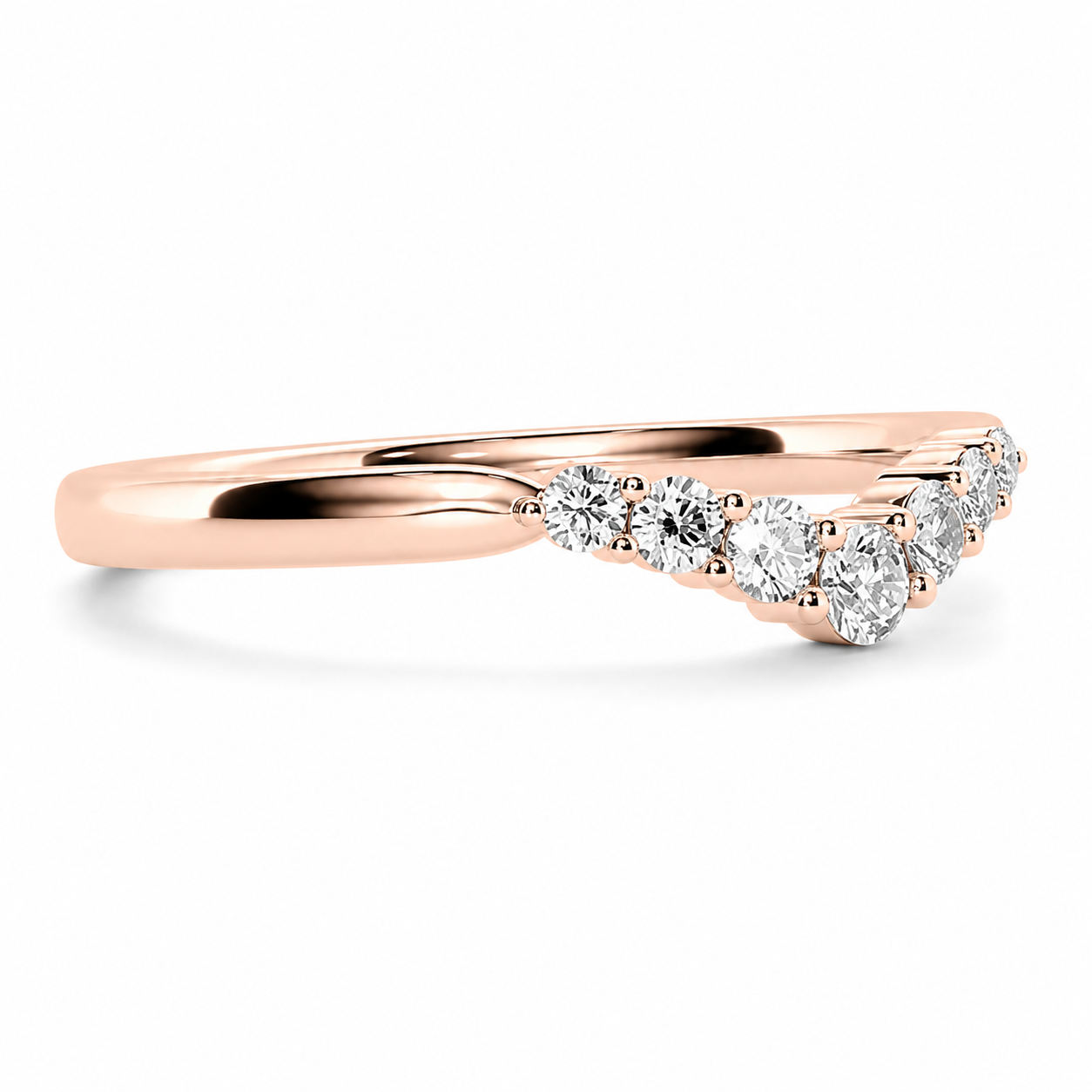 Wishbone Eternity Ring With Shared Prong Setting Round Cut Lab Grown Diamonds ✧ 0.2 Carat