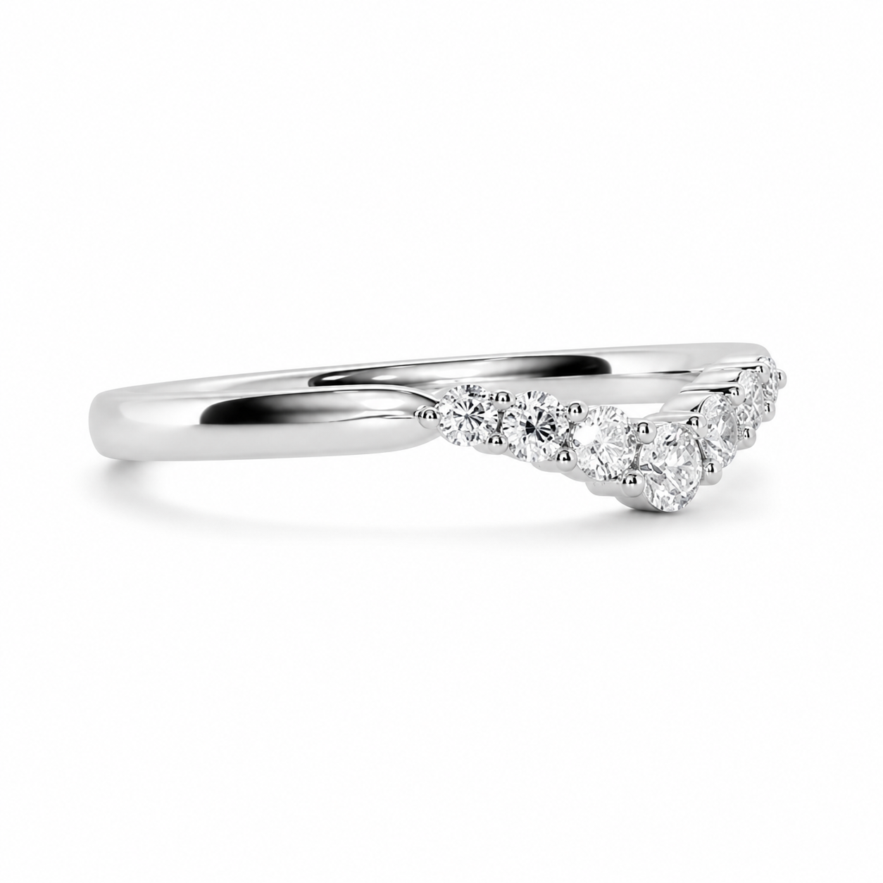 Wishbone Eternity Ring With Shared Prong Setting Round Cut Lab Grown Diamonds ✧ 0.2 Carat