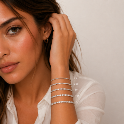Italian Tennis Bracelet Round Cut Lab Grown Diamond ✧ 1-5 Carat