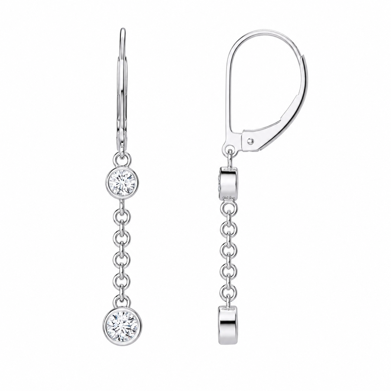 Round Cut Bezel-Set Lab Grown Diamond Drop Earrings ✧ 0.8 Carat