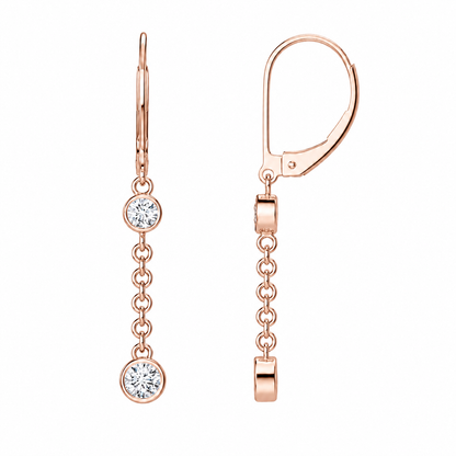 Round Cut Bezel-Set Lab Grown Diamond Drop Earrings ✧ 0.8 Carat