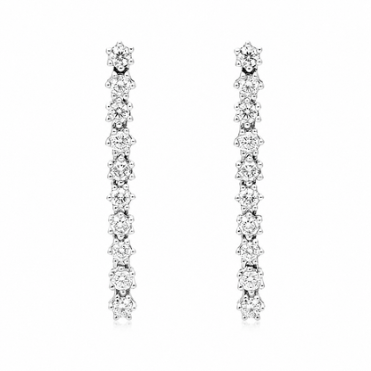 Round Cut Lab Grown Diamond Linear Drop Earrings ✧ 0.7 Carat