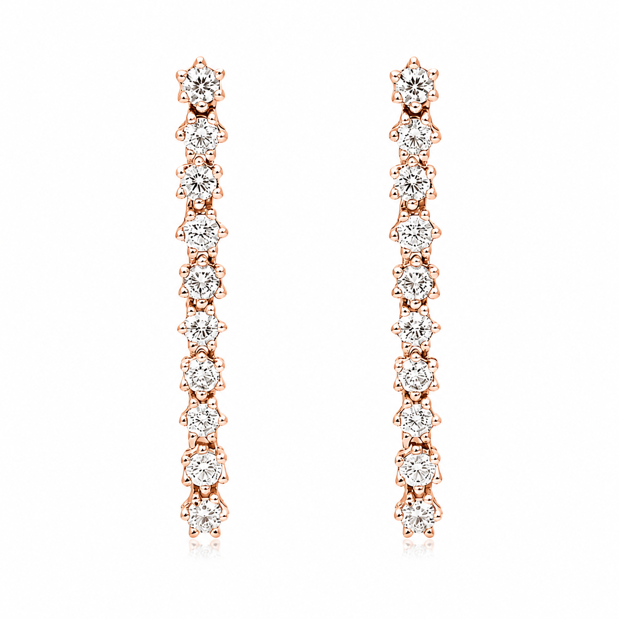Round Cut Lab Grown Diamond Linear Drop Earrings ✧ 0.7 Carat