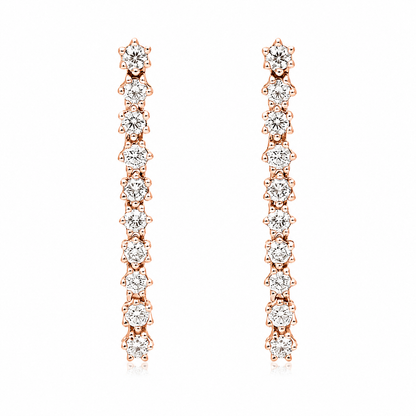 Round Cut Lab Grown Diamond Linear Drop Earrings ✧ 0.7 Carat