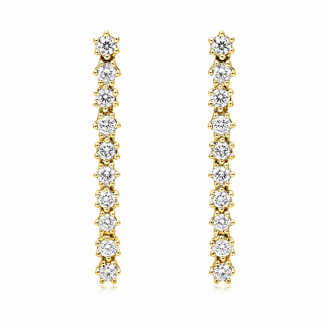 Round Cut Lab Grown Diamond Linear Drop Earrings ✧ 0.7 Carat